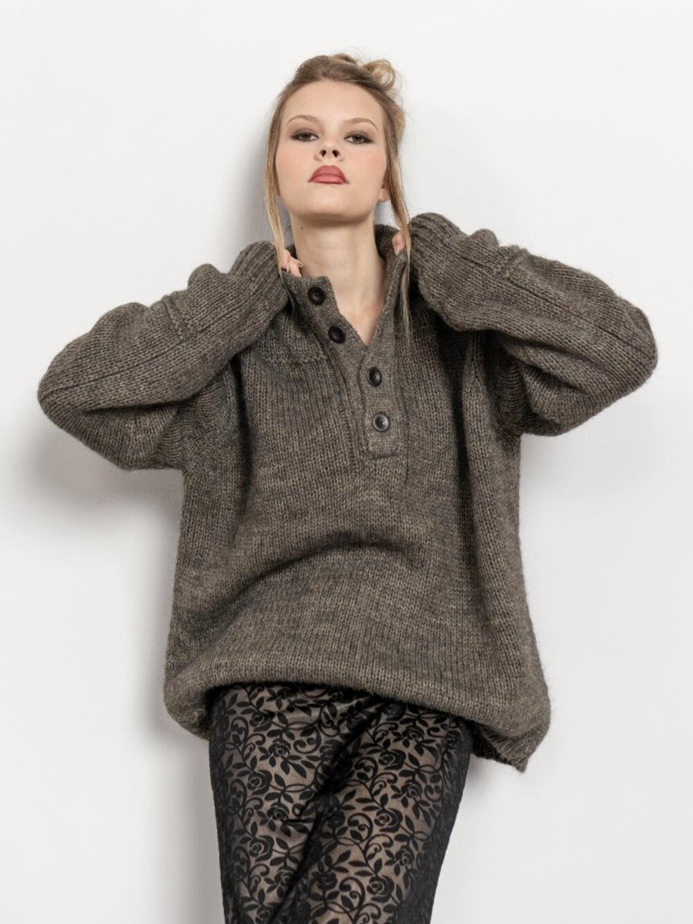 WOOL Chunky Knit Sweater Vintage Oversize Italian Xl